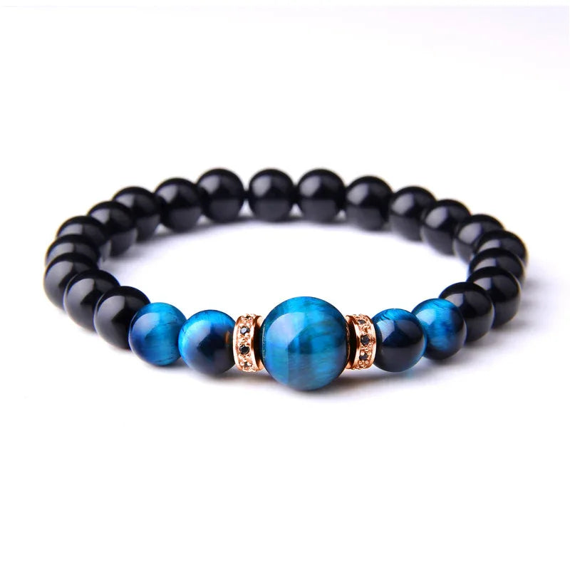 Men's Tiger Eye natural stone beaded bracelet