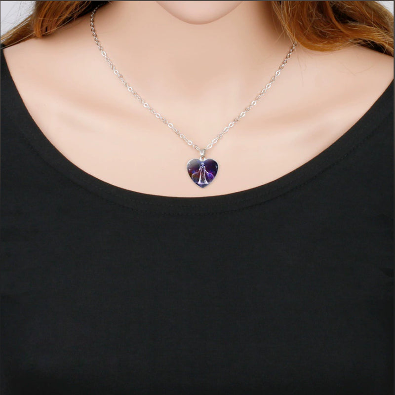 Zodiac Heart Pendant Necklace with 12 constellation signs