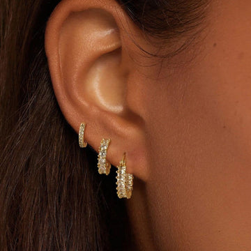 Gold-tone zircon hoop earrings from the TharryStore earrings collection.