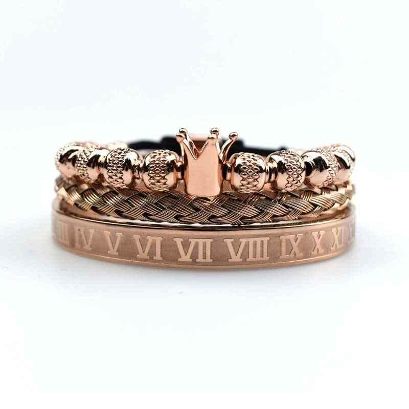 men crown bracelet stainless steel zircon luxury design