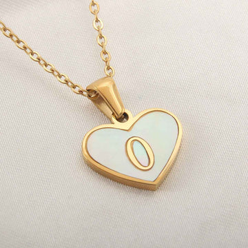 Collier Lettre Initiale Cœur Coquillage Blanc - Bijou Personnalisé