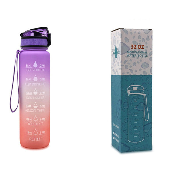 Gourde 1L Tritan avec Marqueur de Temps Bouteille de Sport Étanche