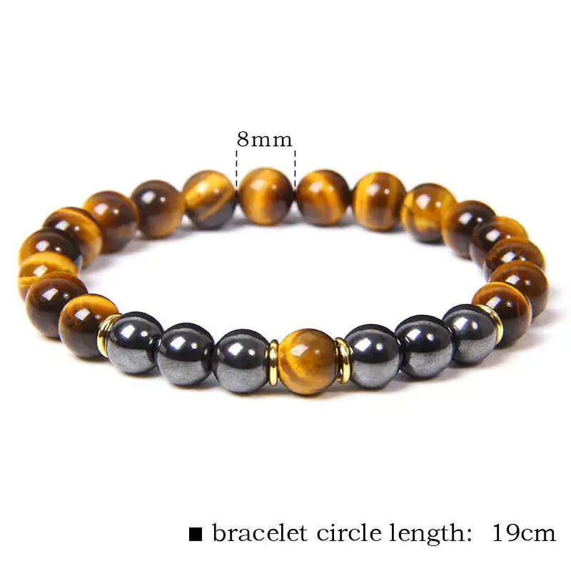 Bracelet Oeil de Tigre Anti-Fatigue en Pierre Naturelle pour Homme et Femme - TharryStore