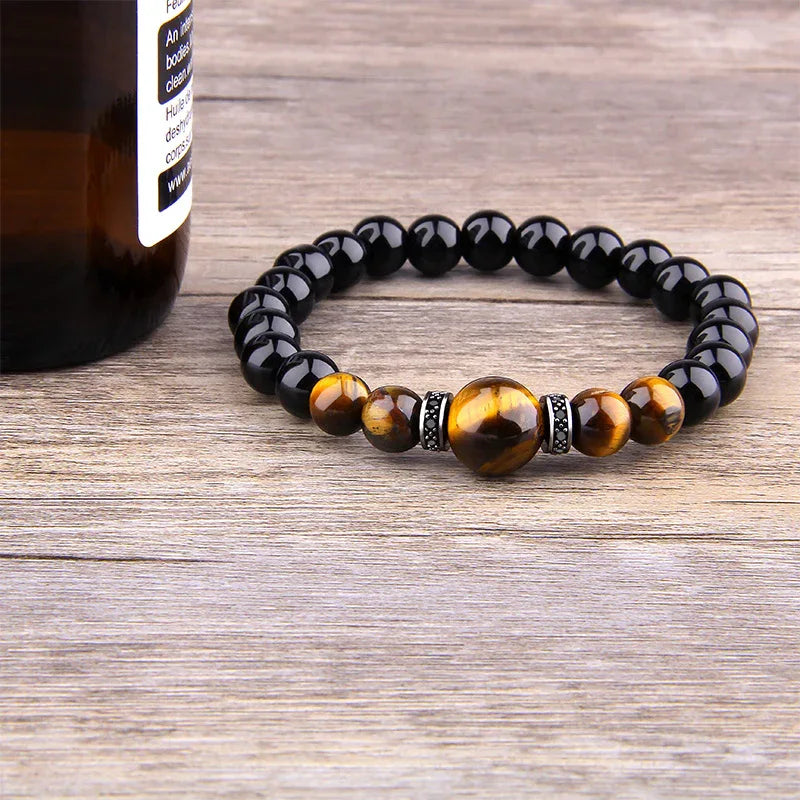 tiger eye bracelet men 8mm natural stone beads