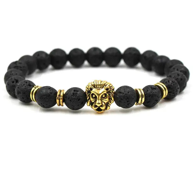 lion stone bracelet men natural bead protection jewelry