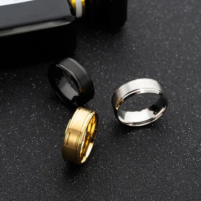 mens stainless steel wedding band 8mm black silver gold