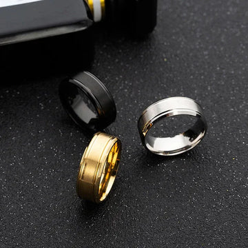 mens stainless steel wedding band 8mm black silver gold