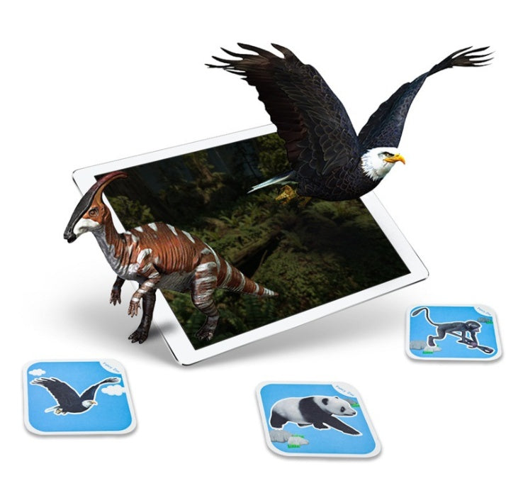 Jeu éducatif 68 pcs Cartes AR animaux 4D multilingues