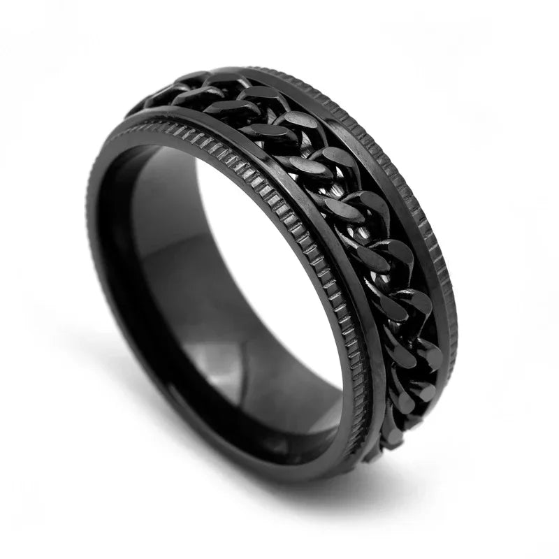 men spinner ring anti stress stainless steel fidget ring
