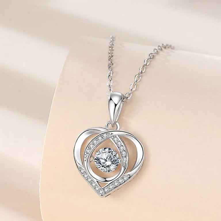 romantic heart pendant necklace crystal women fashion