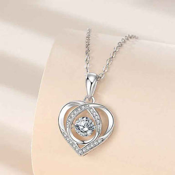 romantic heart pendant necklace crystal women fashion