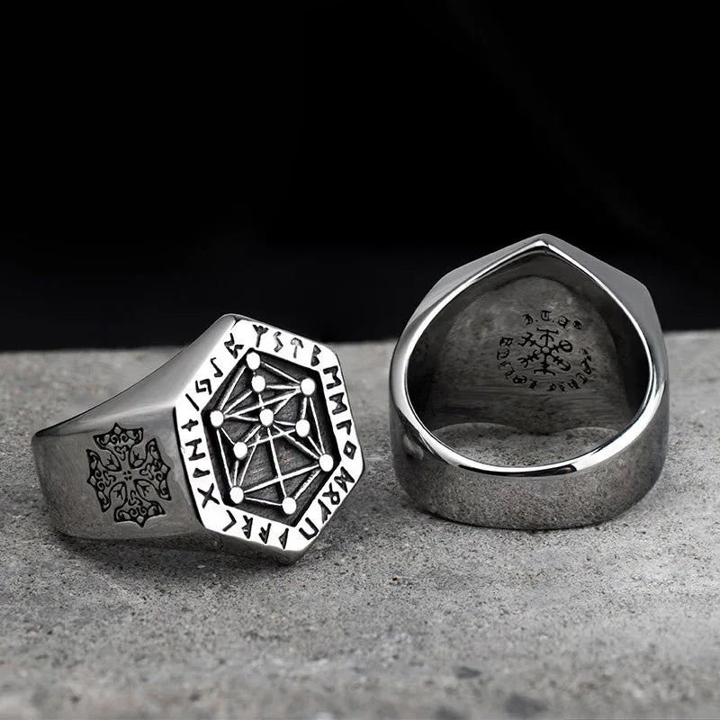 viking gothic ring men geometric titanium steel design