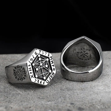 viking gothic ring men geometric titanium steel design