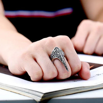 viking raven ring nordic amulet titanium steel men