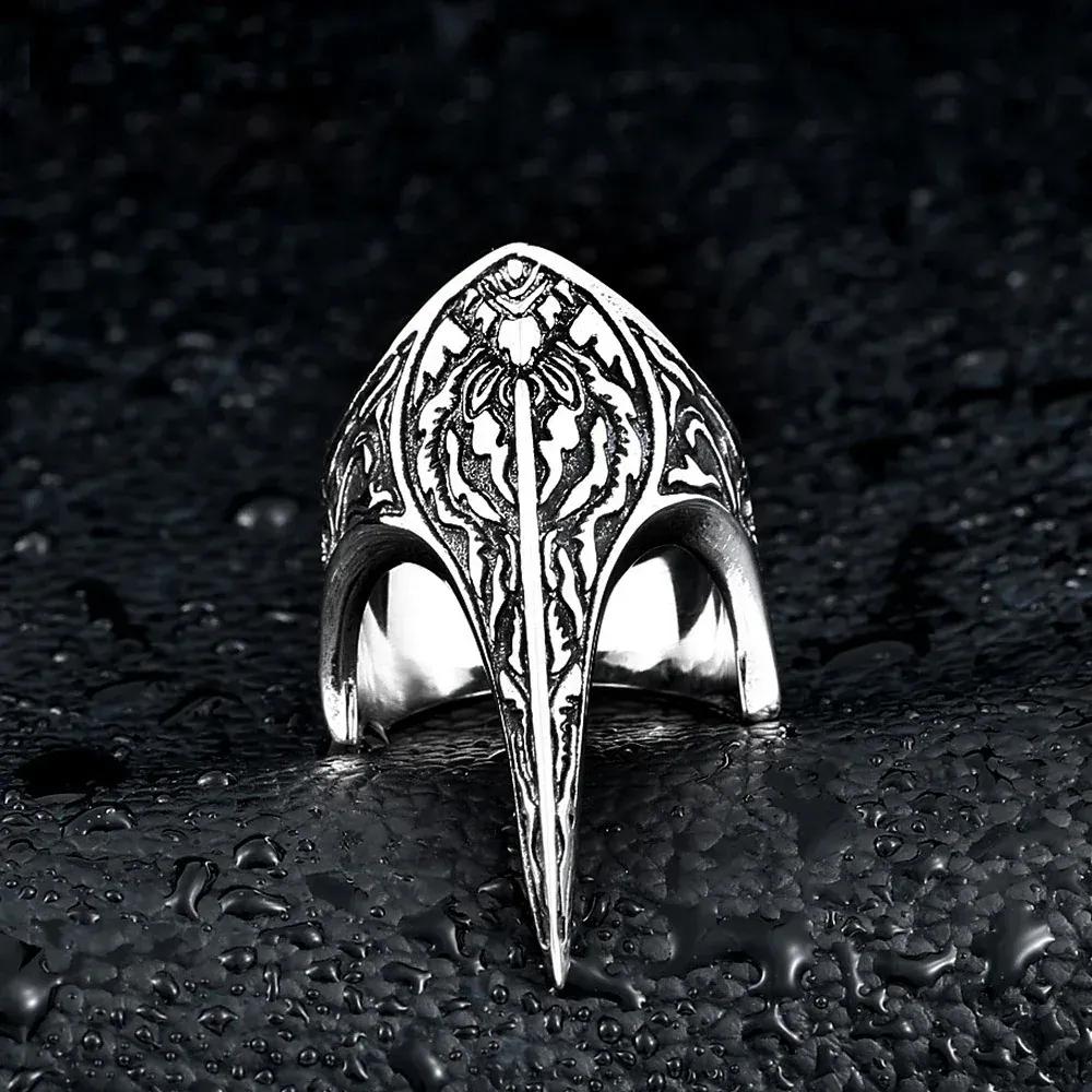 viking raven ring nordic amulet titanium steel men
