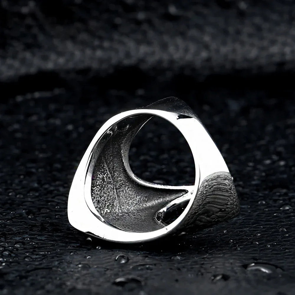 viking raven ring nordic amulet titanium steel men