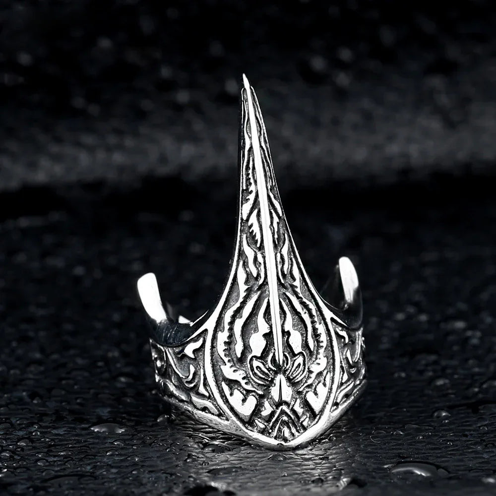 viking raven ring nordic amulet titanium steel men