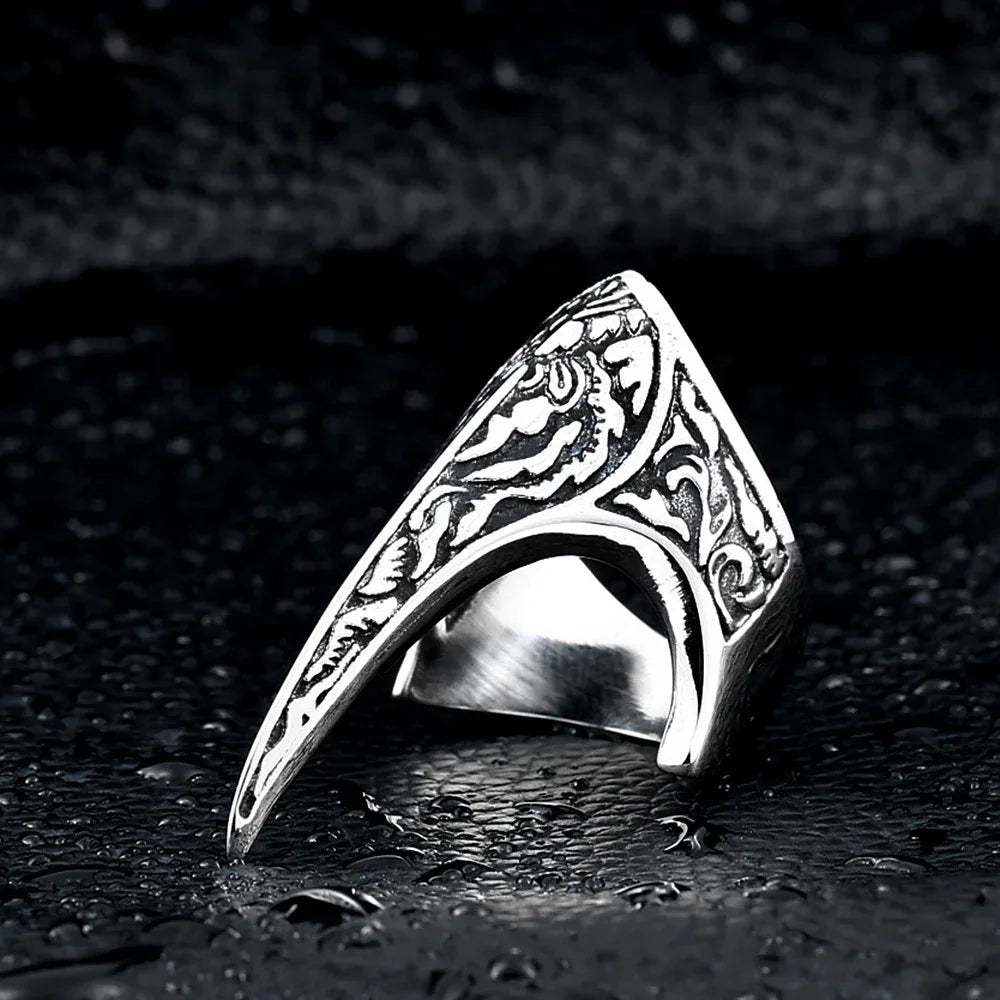 viking raven ring nordic amulet titanium steel men