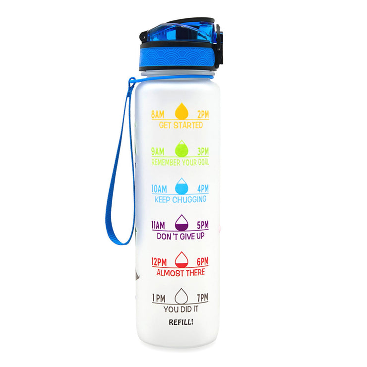 Gourde 1L Tritan avec Marqueur de Temps Bouteille de Sport Étanche