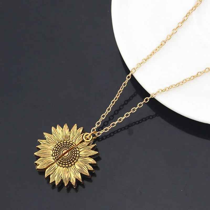 stylish sunflower necklace men women fashion jewelry