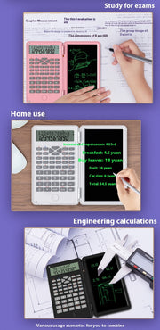 Nouvelle calculatrice scientifique portable avec tablette d’écriture Spéciale comptabilité et examens