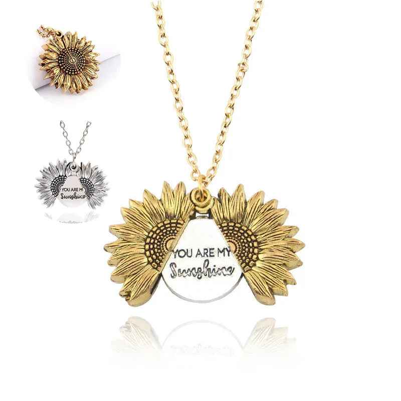 sunflower necklace you are my sunshine unisex pendant