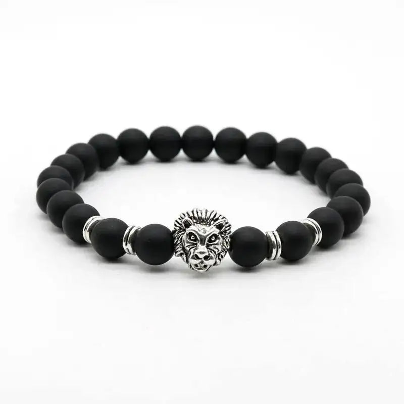 lion stone bracelet men natural bead protection jewelry