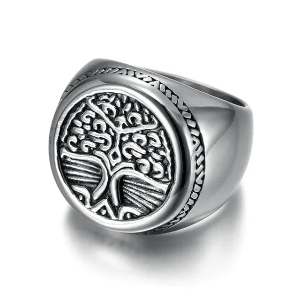 celtic tree of life viking ring rune stainless steel men