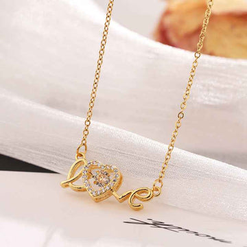 trendy women titanium necklace stainless steel love pendant