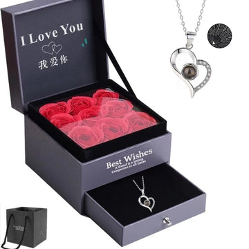 Romantic heart projection necklace worn around the neck