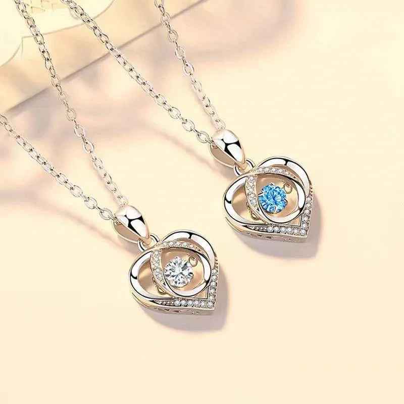 stylish silver necklace heart shape sparkling jewelry