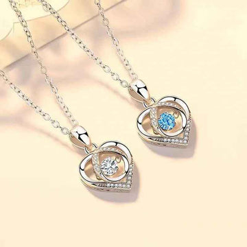 stylish silver necklace heart shape sparkling jewelry