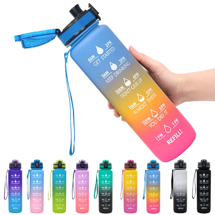Gourde 1L Tritan avec Marqueur de Temps Bouteille de Sport Étanche
