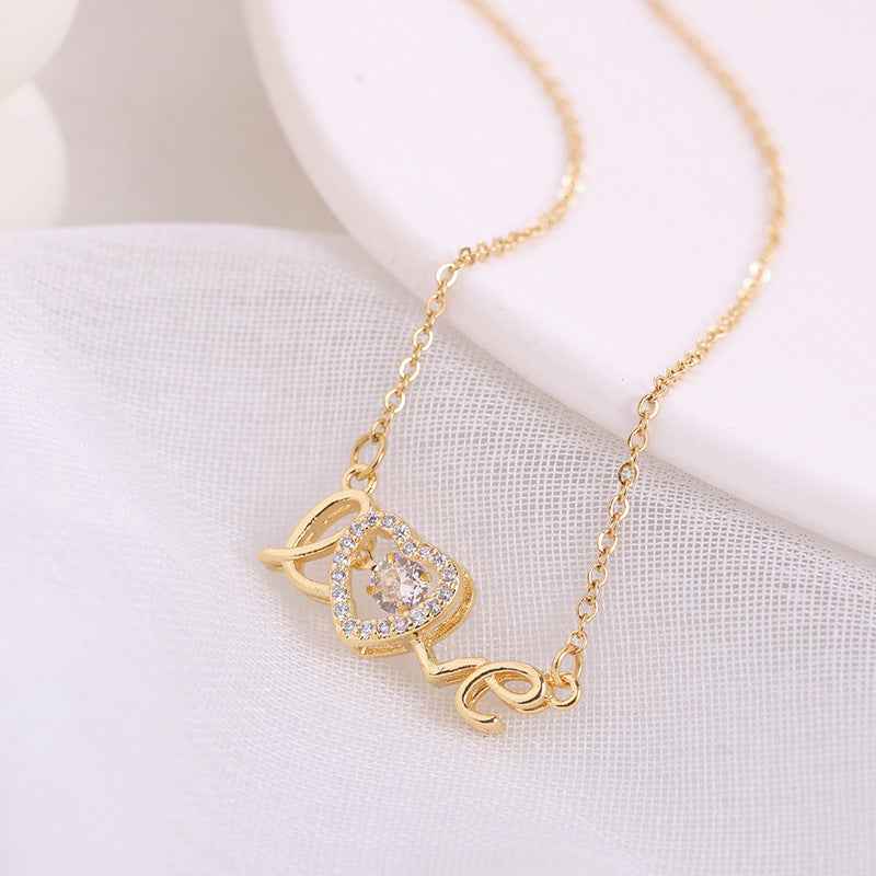 trendy women titanium necklace stainless steel love pendant