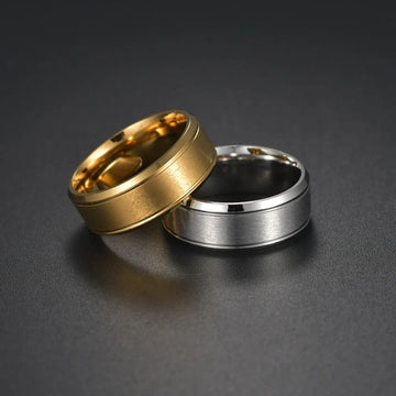 mens stainless steel wedding band 8mm black silver gold