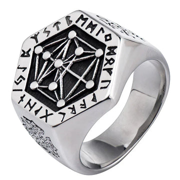 viking gothic ring men geometric titanium steel design