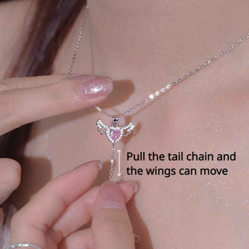 angel heart crystal necklace romantic pendant women jewelry