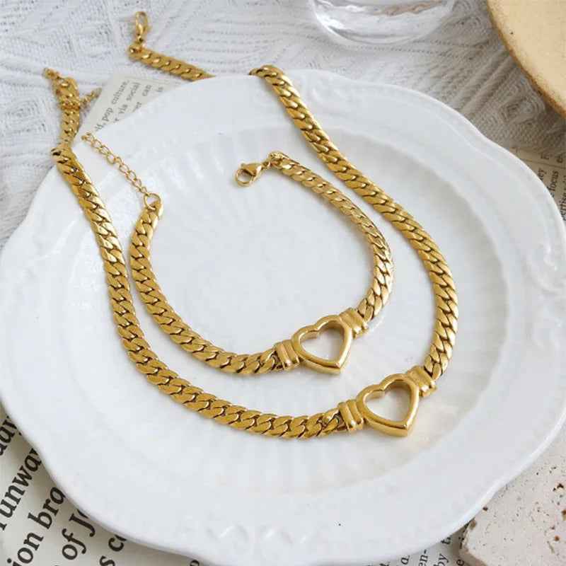 personalized jewelry set necklace bracelet titanium women