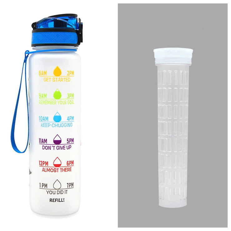 Gourde 1L Tritan avec Marqueur de Temps Bouteille de Sport Étanche