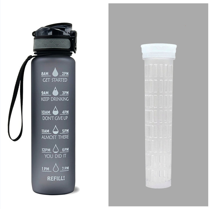 Gourde 1L Tritan avec Marqueur de Temps Bouteille de Sport Étanche