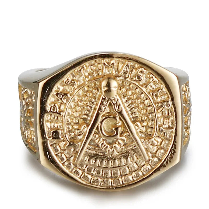 men vintage geometric ring titanium steel gold silver