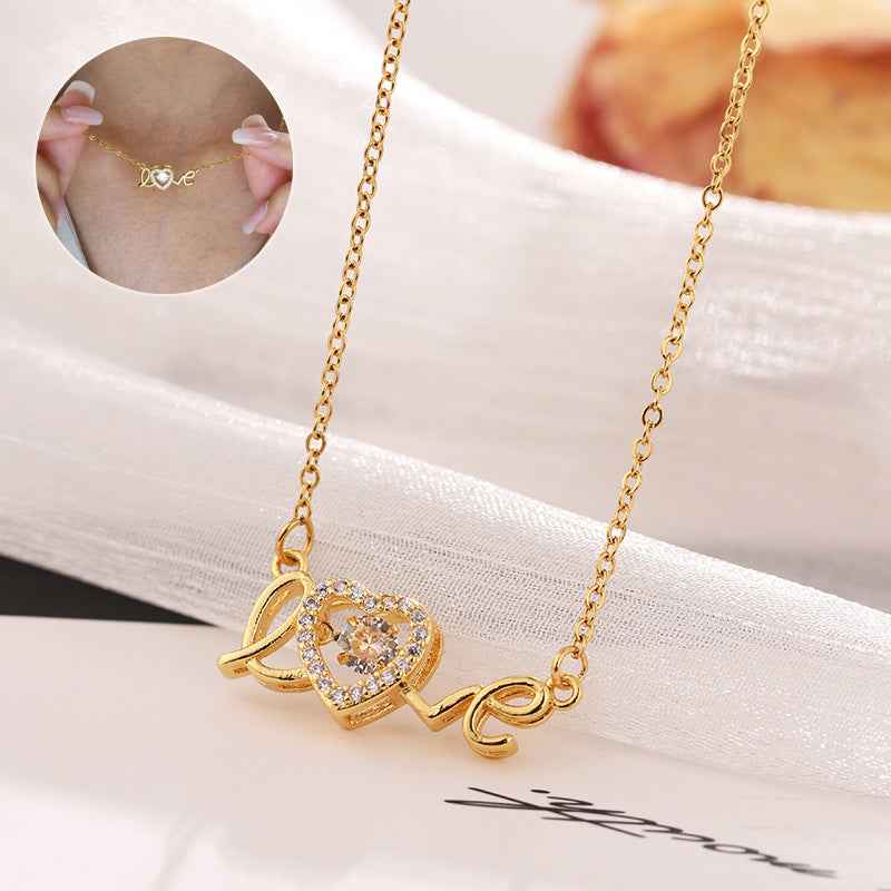 trendy women titanium necklace stainless steel love pendant