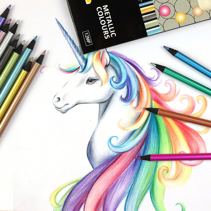 Crayons de Couleur Métalliques12 Couleurs