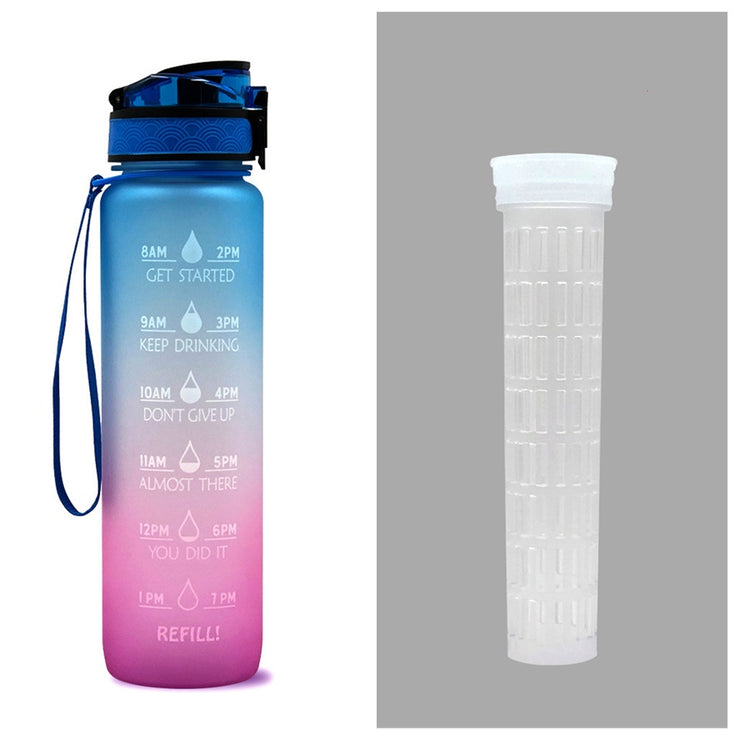 Gourde 1L Tritan avec Marqueur de Temps Bouteille de Sport Étanche