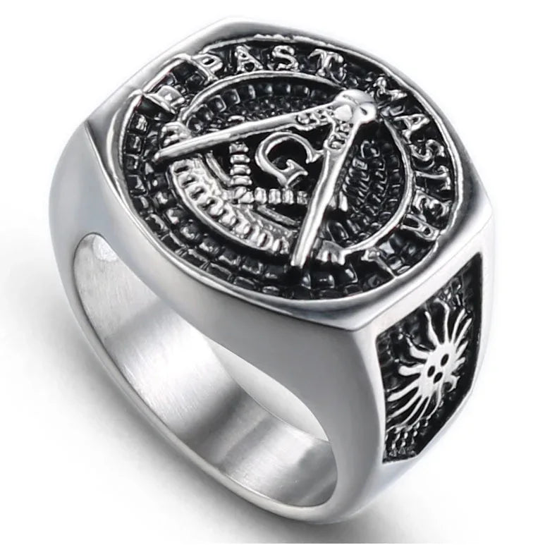 men vintage geometric ring titanium steel gold silver