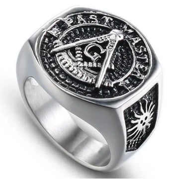 men vintage geometric ring titanium steel gold silver