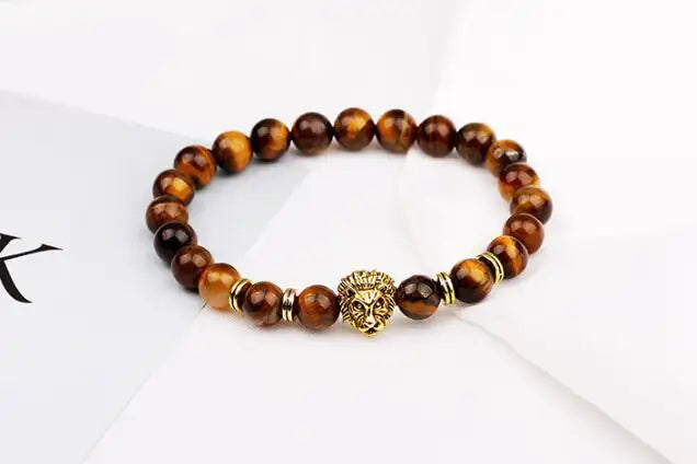 lion stone bracelet men natural bead protection jewelry