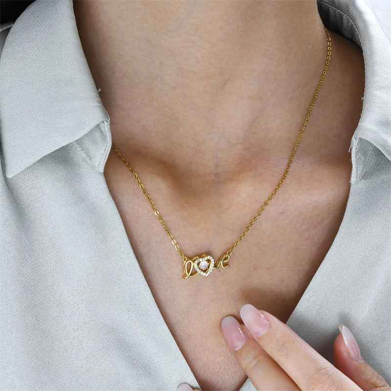 trendy women titanium necklace stainless steel love pendant