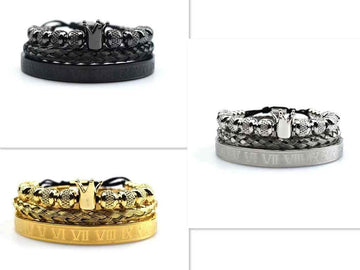 men crown bracelet stainless steel zircon luxury design