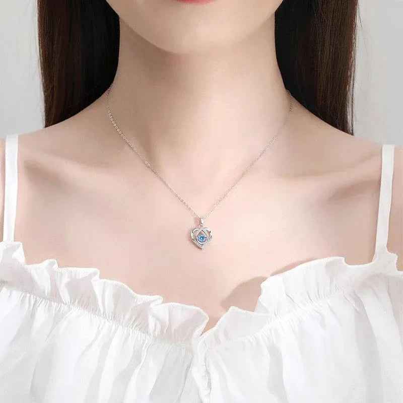 stylish silver necklace heart shape sparkling jewelry